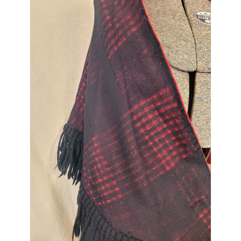 Vintage 50s 60s Shawl Wrap Black And Red Angoras Of Abercorn Knit One Size - Picture 5 of 14